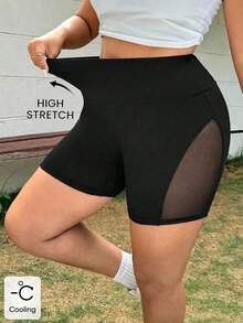 Muchica 大码女式纯色休闲百搭日常修身短裤，春夏款 - 黑色 - 查看 1