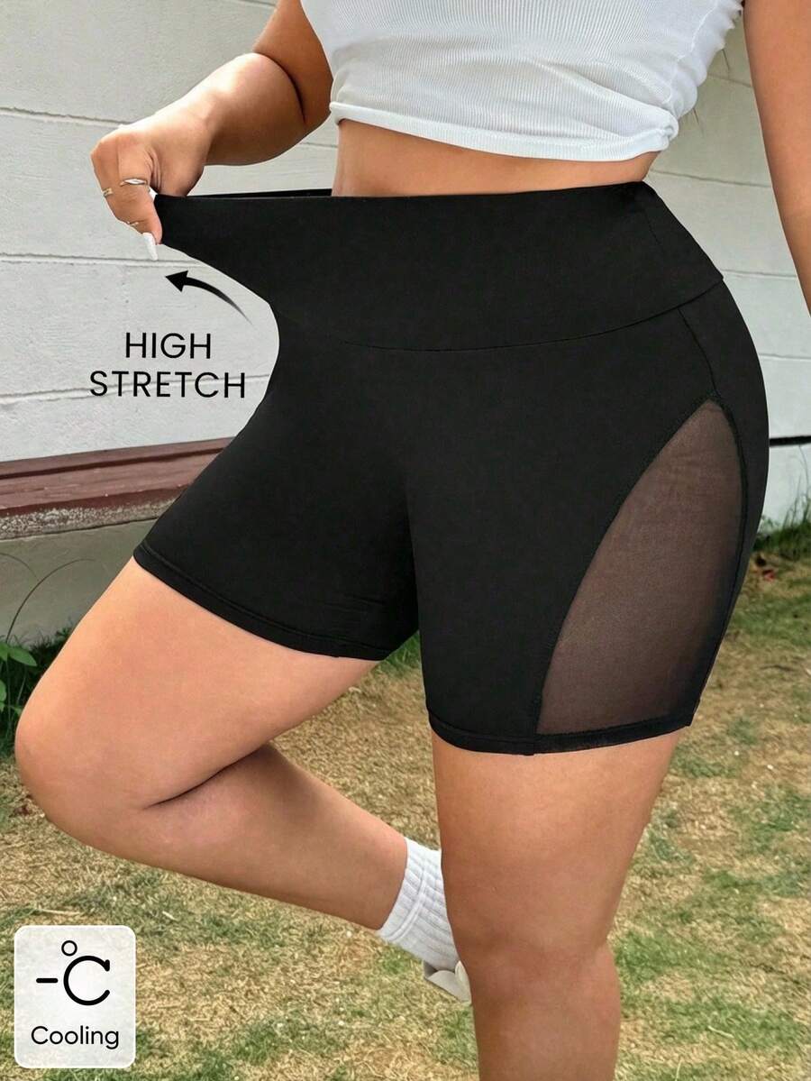 Muchica 大码女式纯色休闲百搭日常修身短裤，春夏款 - 黑色 - 查看 1