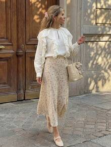 Blusa holgada con volantes de estilo bohemio Primavera/Verano 2026 - Albaricoque - Ver 1