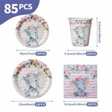 Bộ bát đĩa, khăn ăn và cốc dùng một lần hình voi hồng và hoa, phục vụ 20 người. Bộ đồ dùng tiệc dùng một lần này (bao gồm bát đĩa, khăn ăn và cốc) rất phù hợp cho các bữa tiệc sinh nhật, đám cưới và dã ngoại gia đình. - Xem 2