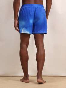 SUMWON Men Nylon Beach Swim Trunks With Drawstring Waist And Side Pockets Summer Vacation Casual Swimming Shorts - Blue - View 2