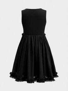 1 chiếc đầm dài tay bằng nylon mềm mại, dễ thương và năng động dành cho bé gái, thích hợp cho các hoạt động ở trường, họp mặt gia đình và các dịp lễ hội. - màu đen - Xem 2