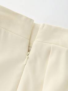 Chiquease Elegant Apricot Wide Leg Long Pants For Women With Zipper And Unique Drape Detail Woven Fabric Plain Design - Apricot - View 5