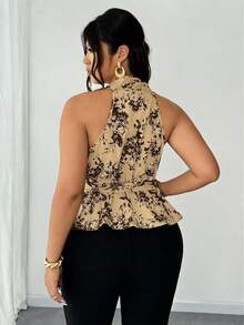 Elenzga Áo kiểu nữ cỡ lớn mới năm 2025, thanh lịch, cổ chữ V, viền bèo nhún, thắt eo, trễ vai, thiết kế đa năng, thích hợp cho mùa xuân/hè. - Nhiều màu - Xem 3