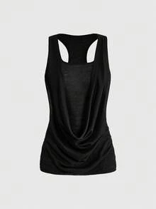 ROMWE Grunge Punk Summer Festival Punk Style Slit Neck Fitted T-Shirt - Black - View 1