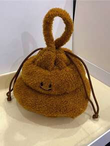 Joivida 1 Buah/2 Buah Tas Serut Wanita Lucu Berbahan Plush, Sempurna untuk Menyimpan Hadiah dan Sebagai Tas Selempang. - A - View 9