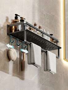 Wall-Mounted Storage Rack, Bathroom Corner Storage Rack, Bathroom Towel Bar Hook, Toilet Storage Tools, Shower Room Storage Rack, Bathroom Accessories, Suitable For Storing Items In Kitchens, Bathrooms, Balconies And Other Places. - Multicolor - View 2