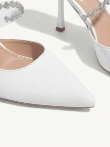 CUCCOO CHICEST Ladies' Single High Heeled Shoes With Plain And-Set Rhinestone Spring Shoes Spring Break Easter Prom Heels For Christmas Elegant Shoes Wedding Shoes Spring Shoes Bride Shoes - White - View 4