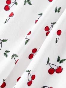 SHEIN MOD Petite Women's Summer Casual Cherry Print Criss-Cross Strap Camisole Mini Dress - Red and White - View 4