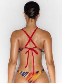 Musera Resort 高腰印花比基尼泳裤（仅限春夏度假性感酷女孩伊比沙岛音乐节假日驿站） - 彩色 - 查看 3