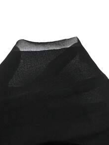 Elenzga 大码女式时尚优雅甜美不对称领口褶皱雪纺连衣裙，适合情人节穿着 - 黑色 - 查看 3