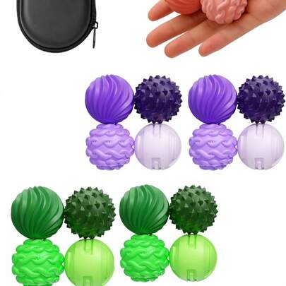 4/8PCS Magnetic Silicone Ball Set Textured Fidget Toys Assorted Colors Black Green Pink Purple Stress Relief For Office Classroom Company All Year Use