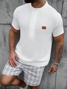 VENTUSAIL Bộ đồ nam thường ngày gồm áo sơ mi ngắn tay thêu họa tiết và quần đùi có họa tiết. - Nhiều màu - Xem 5