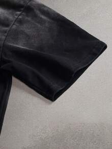 STYNVO 男士标语印花圆领休闲短袖T恤 - 黑色 - 查看 4