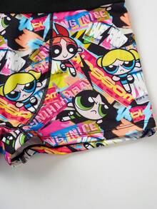 THE POWERPUFF GIRLS X SHEIN Bộ đồ lót nữ 2 món, thiết kế dễ thương. - màu đen - Xem 3
