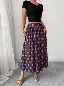 GlowEve Retro Polka Dot A-Line High Waist Skirt, Loose Fit Flattering, New Arrival Spring/Summer - Multicolor - View 9
