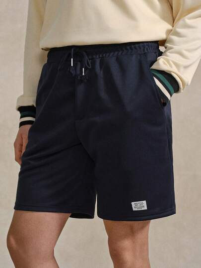 SWAVVY 针织休闲抽绳口袋短裤 男士街头风短裤 海军蓝短裤 男士深蓝色短裤 海军蓝泳裤 夏季套装 男士Tenniscore运动短裤