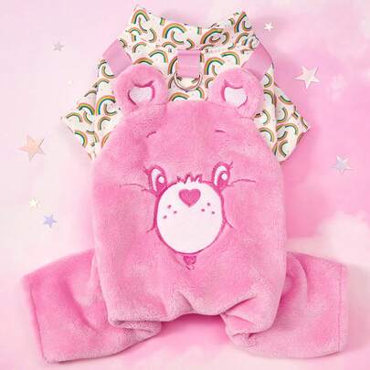 Care Bears X PETSIN 1 bộ quần áo cho thú cưng, áo liền quần dày dặn ấm áp mùa thu đông hình gấu bông thêu, có vòng chữ D để cố định, thích hợp cho mèo và chó.