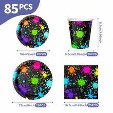 Bộ đĩa, khăn ăn và cốc dùng một lần màu đen in hình graffiti, phục vụ 20 người. Bộ đồ dùng tiệc dùng một lần này (bao gồm đĩa, khăn ăn và cốc) rất phù hợp cho các bữa tiệc sinh nhật, đám cưới và dã ngoại gia đình. - Xem 2