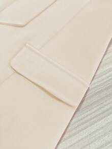 SHEIN Franclia 纯色圆领修身前蝴蝶结无袖女式连衣裙 - 杏色 - 查看 5