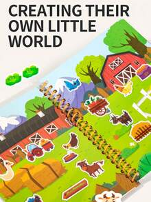Princess Farm Animals Vehicles Reusable Sticker Book Waterproof Double Sided Design Cognitive Learning Activity For Kids 3+ Travel Friendly Play Christmas Stocking Fillers Holiday Gift Ideas Must Haves - Multicolor - View 3