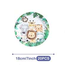丛林动物一次性餐盘、餐巾纸和杯子套装，可供20位客人使用。这款一次性派对用品套装（包括餐盘、餐巾纸和杯子）非常适合生日派对、婚礼和家庭野餐。 - 查看 11