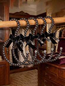 Ins 公主风少女心形可爱珍珠轻奢复古衣架欧式仙女风衣架围巾挂钩 - 黑色 - 查看 2