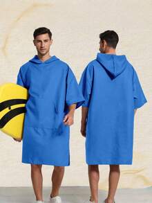 Hooded Surf Changing Robe, Wearable Beach Towel With Quick Dry Fleece, Sandproof Portable Poncho With Pocket For Swimming Pool, Unisex Outdoor Gear - Multicolor - View 10