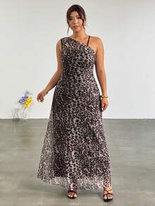 Firerie Đầm nữ cỡ lớn thanh lịch, tối giản, thời trang cơ bản, phù hợp cho công sở, đi làm, lễ hội âm nhạc, kỳ nghỉ biển, đầm ôm sát không tay cổ lệch xếp ly xuyên thấu. - Nhiều màu - Xem 3