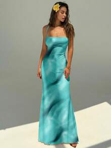 Aloruh Women's Elegant Floral Print Backless Halter Dress,Summer Dresses For Women - Green - View 3