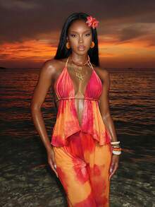 Slaydiva New Women's Tankini Printed 3 PiecesPants Tankini Beach Outfit - Multicolor - View 4
