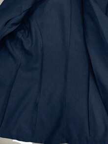 Franclia Áo blazer tay lỡ 3/4, cổ bẻ, eo thon, chất liệu vải lanh, dài đến 7/8, thiết kế cài nút, thích hợp cho mùa xuân, hè, thu, các dịp trang trọng, công sở, trang phục dạ hội thanh lịch. - Màu xanh hải quân - Xem 6