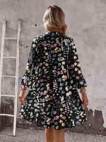 EMERY ROSE Đầm cỡ lớn mùa hè in hoa, tay loe, viền bèo nhún - Nhiều màu - Xem 2