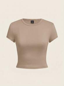 SHEIN EZwear 4件套休闲圆领插肩短袖修身女式T恤，适合夏季穿着 - 彩色 - 查看 4