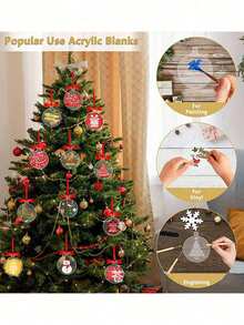 10 buah Ornamen Akrilik Bulat Bening 75mm, Cocok untuk Kerajinan DIY Natal dan Halloween, Dekorasi Gantung Pohon Natal, Natal - Beraneka warna - View 4