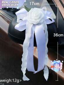 Juego de 4 piezas de ramo artificial para coche con lazo de cinta, adecuado para decorar la puerta del coche de boda, el espejo retrovisor, el tirador de la puerta, la silla, el centro de la mesa, decoración para fiesta de cumpleaños. - Multicolor - Ver 2