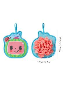 CoComelon X SHEIN 1Pc Printed Bath Towel Gloves, Available On Both Sides, One Side Foaming And One Side Rubbing, Strong Cleaning Power, Can Be Used By Adults And Children - Pink - View 3