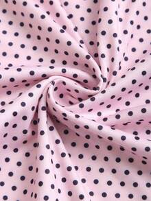 Elamini Camiseta de manga corta ajustada con hombros descubiertos y estampado de lunares rosas, para mujer, primavera/verano, vacaciones, playa bohemia, elegante y dulce, citas, compras, minimalista para ir y venir, vuelta al colegio, uso diario versátil - Rosa - Ver 5