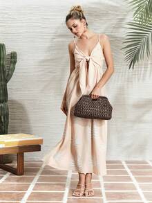 SHECARRY Fashion Woven Handbag - Coffee - View 9