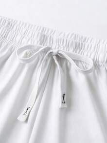 Claim Dot Pantalones cortos sueltos para hombres con estampado de expresión y cintura con cordón - Blanco - Ver 5