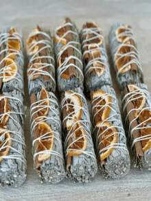 White Sage, Orange Cinnamon Sage Smudge Stick For Cleaning Money Space, Removing Negative Energy, Comes With Instructions - Multicolor - View 7