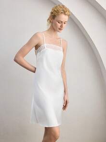 Ocili Đầm ren phối họa tiết dành cho nữ, kiểu dáng thường ngày, không tay. - trắng - Xem 5