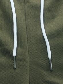 Manfinity EMRG 男士抽绳宽松休闲短裤，百搭日常穿搭，夏季 - 軍綠色 - 查看 6
