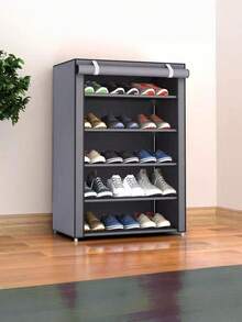 1pc Multi-Layer Dustproof Shoe Rack, No Installation Required, Non-Woven Fabric Shoe Cabinet, Space-Saving, Suitable For Dormitory Entrances. - Multicolor - View 4