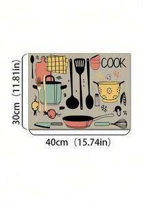 1 tấm lót bếp có họa tiết, thích hợp dùng cho máy pha cà phê, lau khô chén đĩa, làm tấm lót bàn ăn. - Nhiều màu - Xem 7