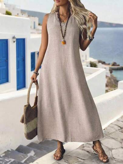 Linhara CURVE 大码女士极简长款通勤连衣裙