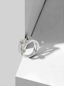 MOTF PREMIUM Anillo pequeño simple con baño de plata y oro, anillo micro-engarzado - Plateado - Ver 4