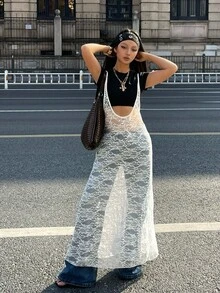 Coolane 女士春夏复古外出约会之夜运动休闲基本款灰色中长连衣裙 - 白色 - 查看 5