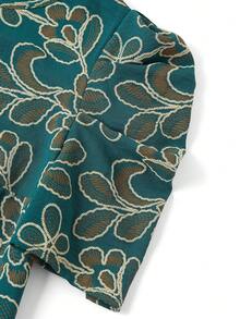 Ellevyn 女士印花简约休闲圆领短裙 - 綠色 - 查看 3