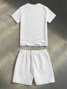 Manfinity BRENVOR 男士休闲宽松短袖T恤套装（2件/套），纯白色，标准尺码 - 白色 - 查看 2